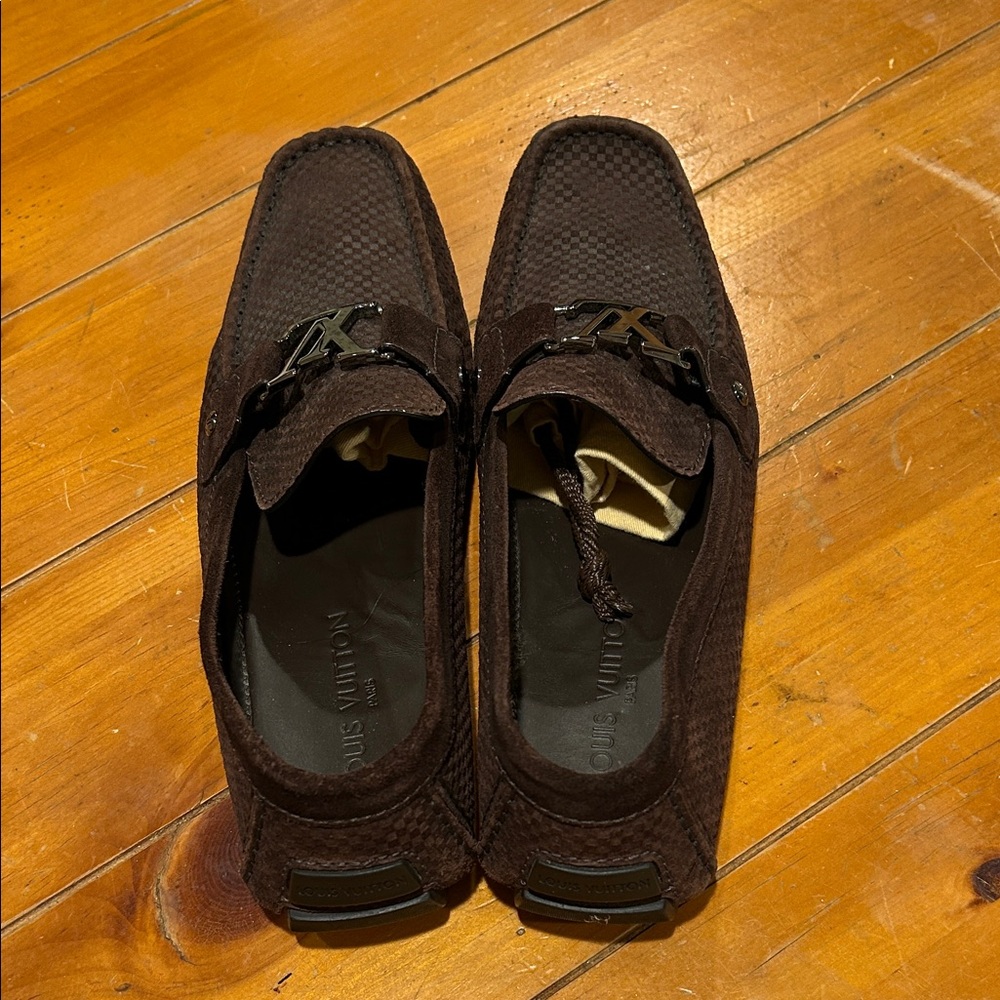 Louis Vuitton Chocolate Brown Textured Loafers